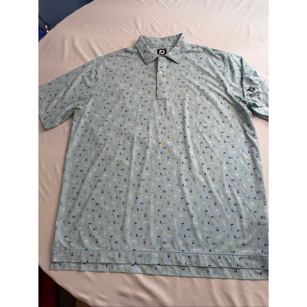 FootJoy Blue Performance Cocktail Wine Golf Short Sleeve Polo Shirt Size XL